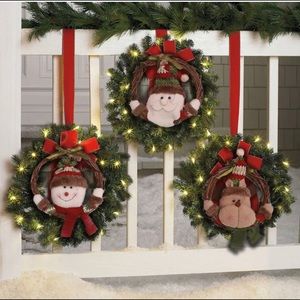 Christmas Wreath Santa Snowman Rattan Vine